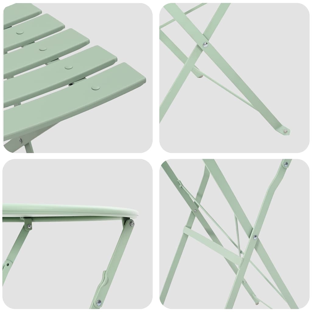 vidaXL Składany zestaw bistro 3 pcs Morska zieleń Stal
