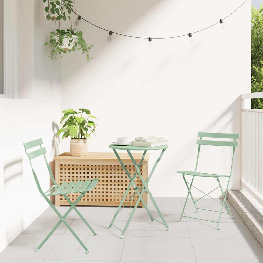 vidaXL Składany zestaw bistro 3 pcs Morska zieleń Stal