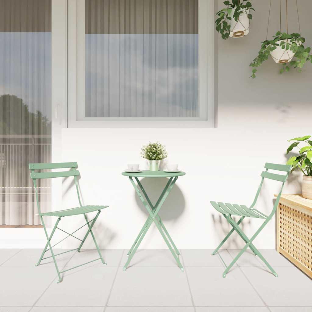 vidaXL Składany zestaw bistro 3 pcs Morska zieleń Stal