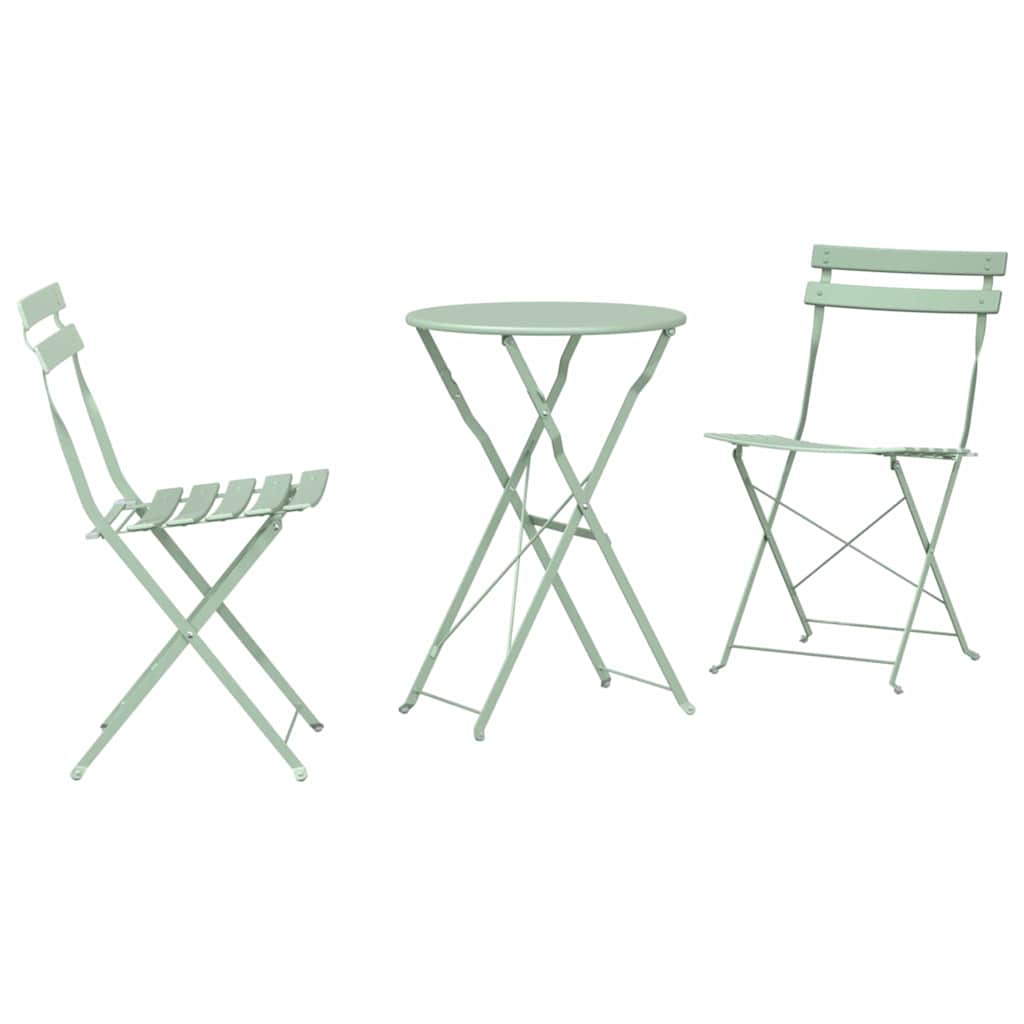 vidaXL Składany zestaw bistro 3 pcs Morska zieleń Stal