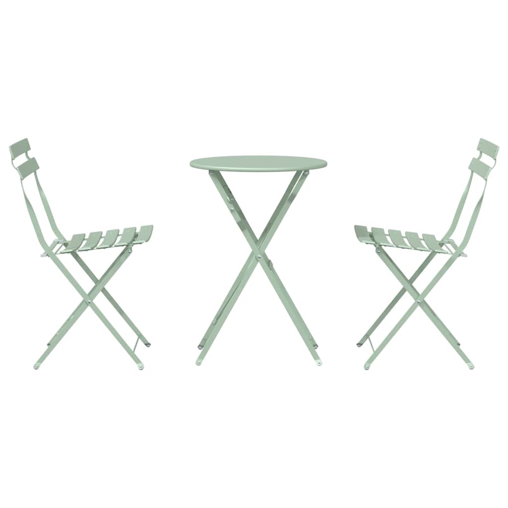 vidaXL Składany zestaw bistro 3 pcs Morska zieleń Stal