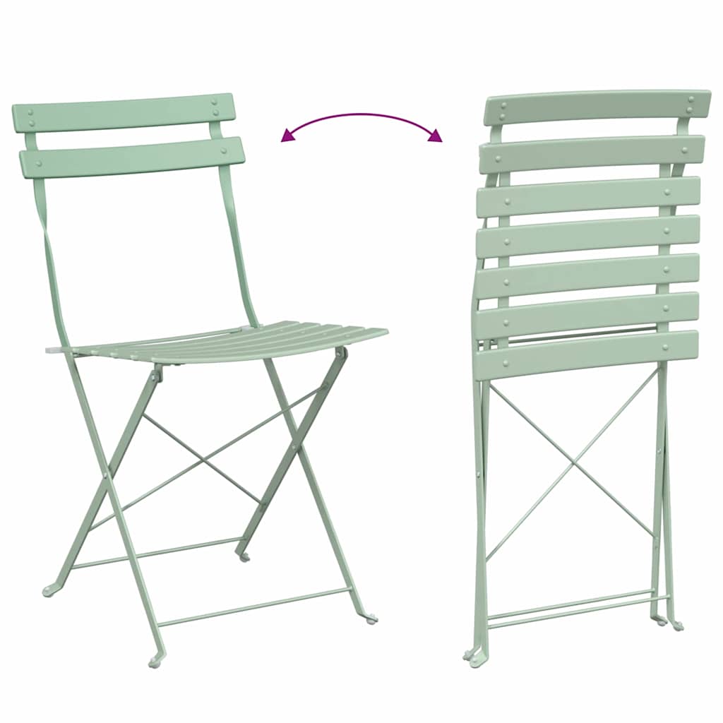 vidaXL Składany zestaw bistro 3 pcs Morska zieleń Stal