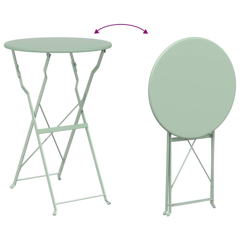 vidaXL Składany zestaw bistro 3 pcs Morska zieleń Stal