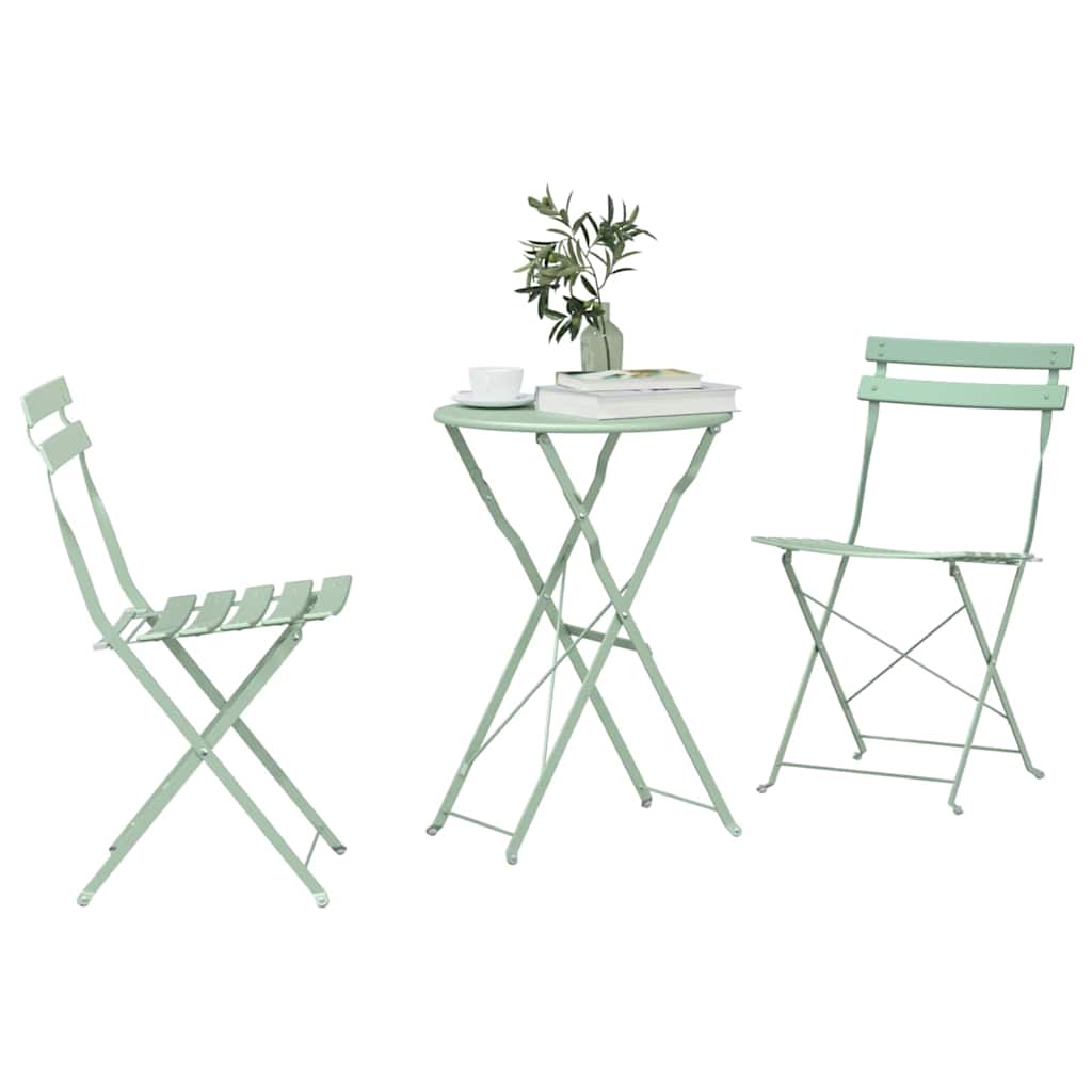 vidaXL Składany zestaw bistro 3 pcs Morska zieleń Stal