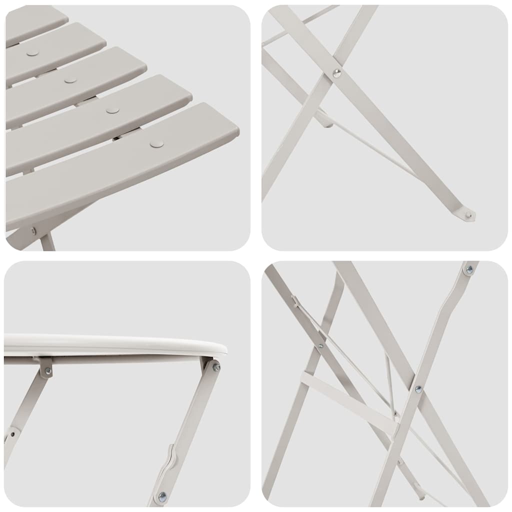 vidaXL Składany zestaw bistro 3 pcs Beżowy Stal