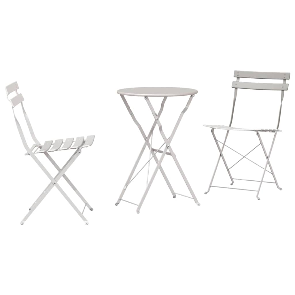 vidaXL Składany zestaw bistro 3 pcs Beżowy Stal