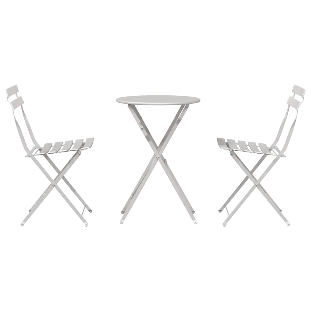 vidaXL Składany zestaw bistro 3 pcs Beżowy Stal