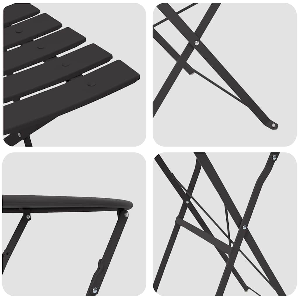 vidaXL Składany zestaw bistro 3 pcs Antracyt Stal