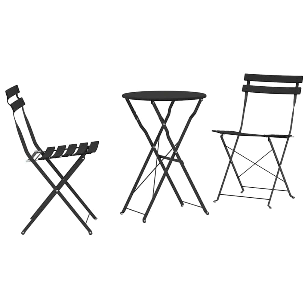 vidaXL Składany zestaw bistro 3 pcs Antracyt Stal