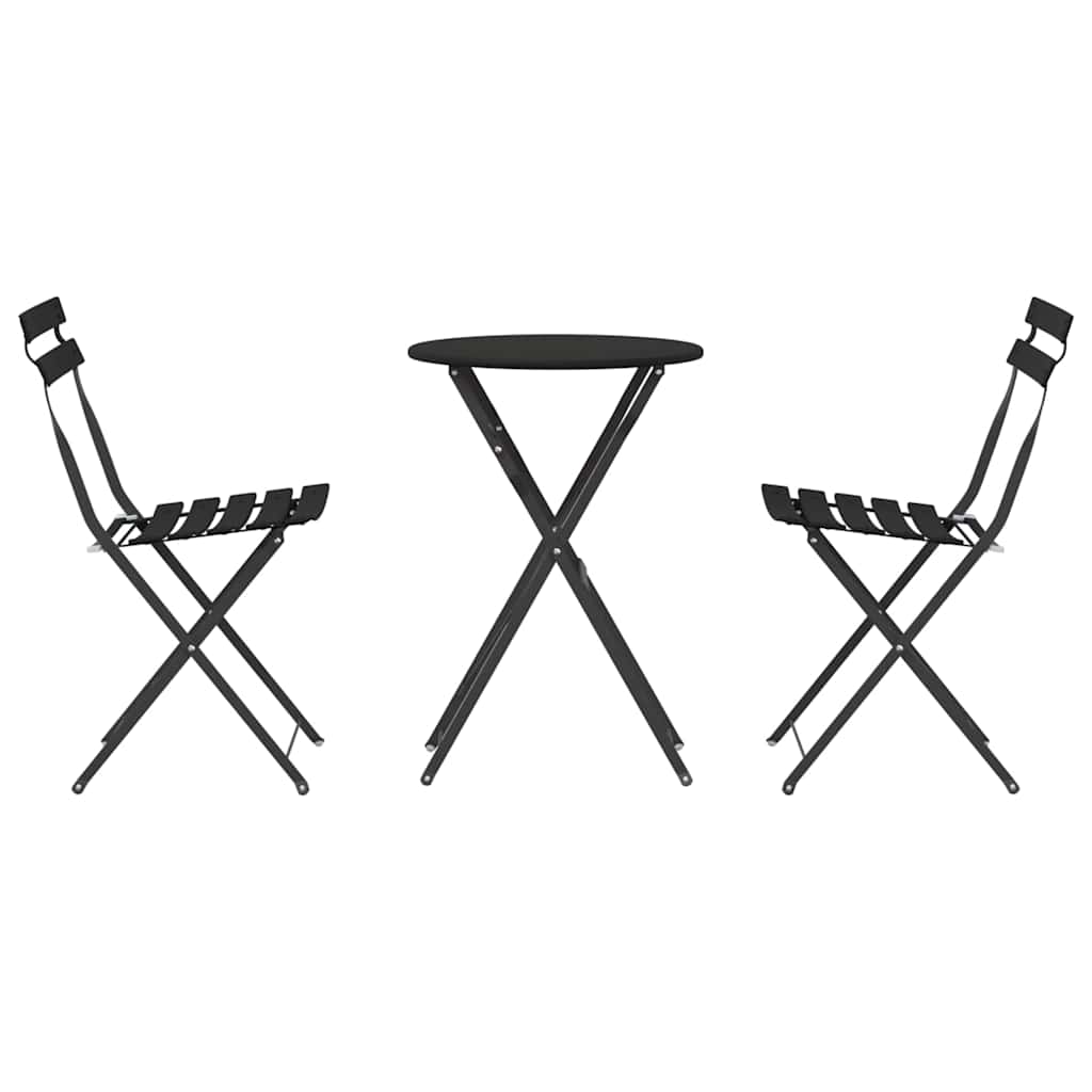 vidaXL Składany zestaw bistro 3 pcs Antracyt Stal