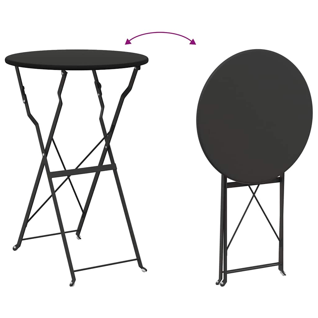 vidaXL Składany zestaw bistro 3 pcs Antracyt Stal