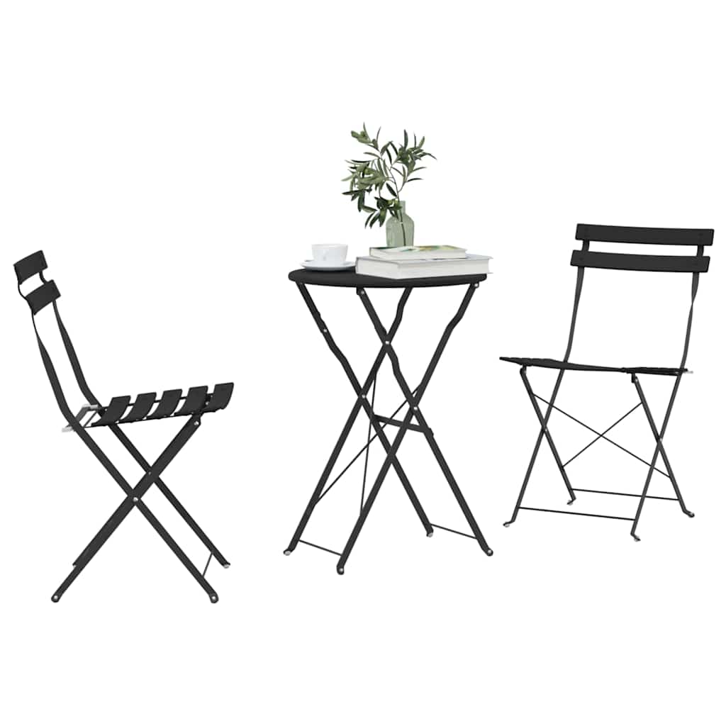 vidaXL Składany zestaw bistro 3 pcs Antracyt Stal