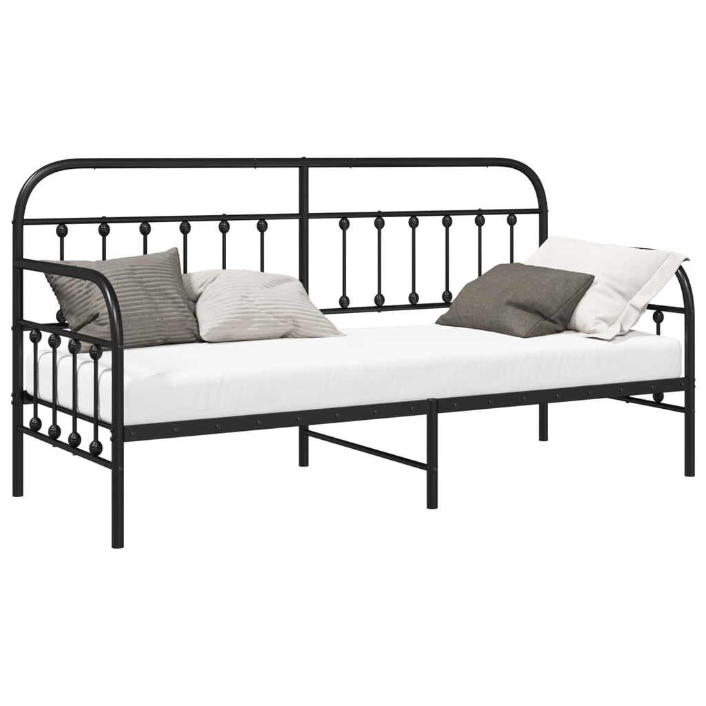 vidaXL Rama łóżka dziennego Czarny 75 x 190 cm Stal malowana proszkowo