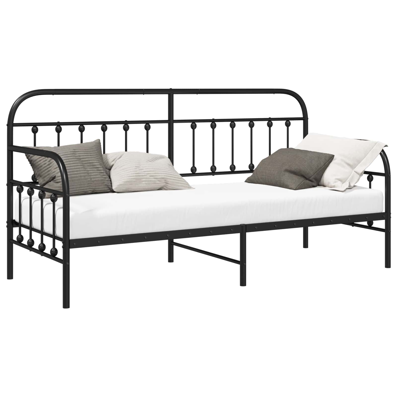 vidaXL Rama łóżka dziennego Czarny 75 x 190 cm Stal malowana proszkowo