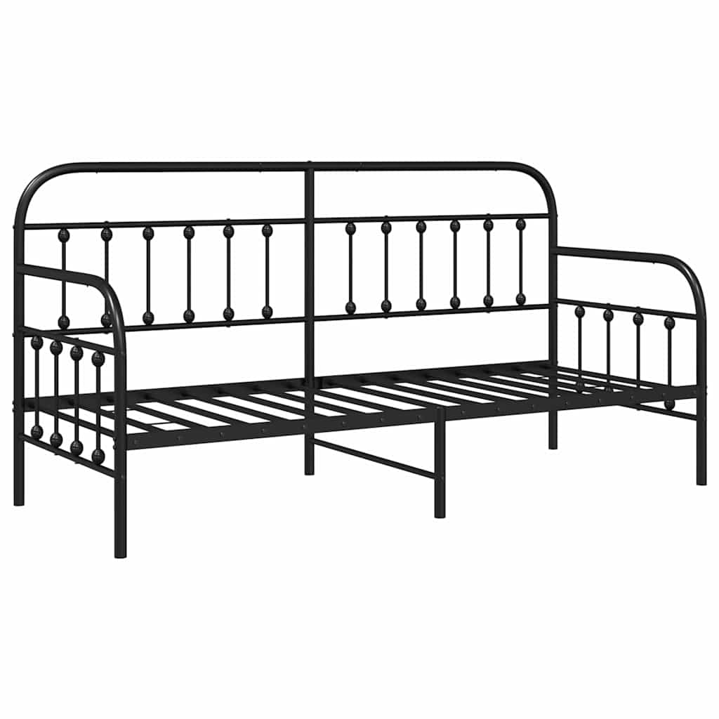 vidaXL Rama łóżka dziennego Czarny 75 x 190 cm Stal malowana proszkowo
