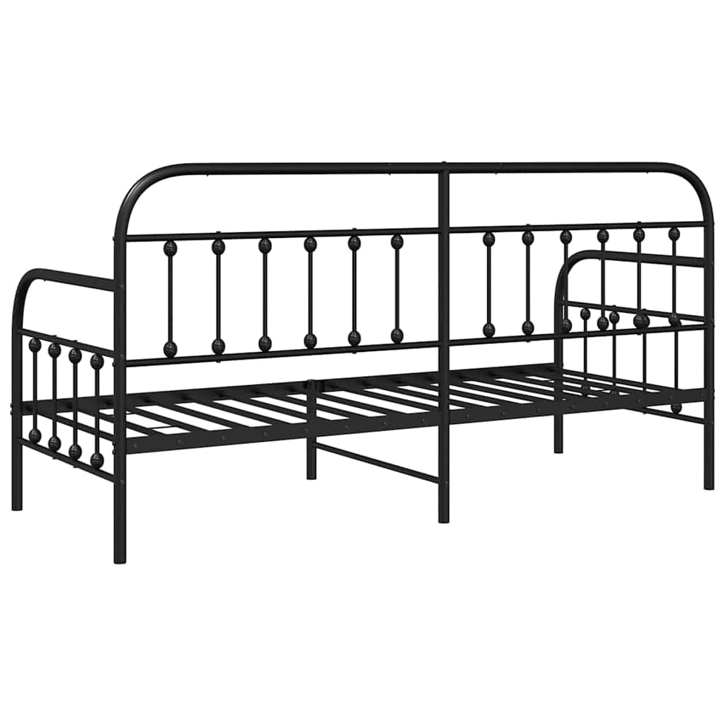 vidaXL Rama łóżka dziennego Czarny 75 x 190 cm Stal malowana proszkowo