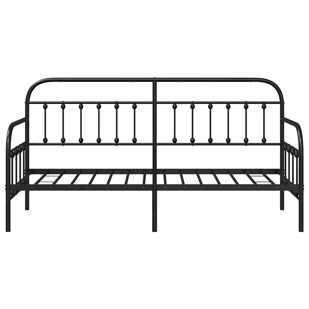vidaXL Rama łóżka dziennego Czarny 75 x 190 cm Stal malowana proszkowo