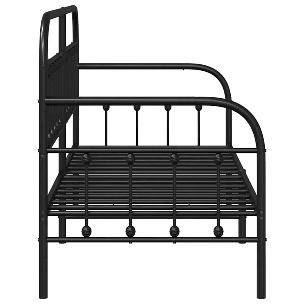 vidaXL Rama łóżka dziennego Czarny 75 x 190 cm Stal malowana proszkowo