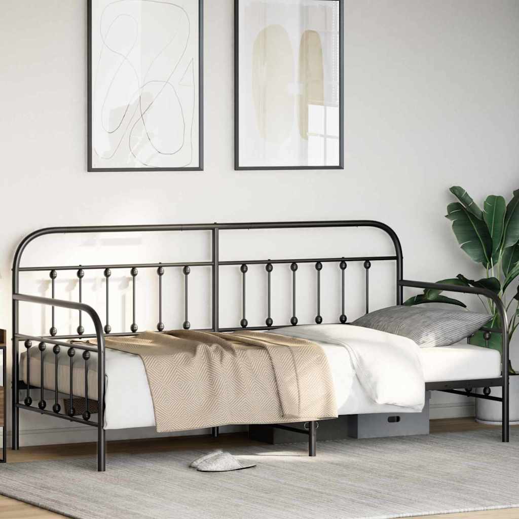 vidaXL Rama łóżka dziennego Czarny 90 x 190 cm Stal malowana proszkowo