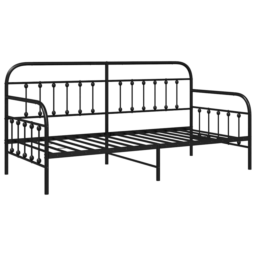 vidaXL Rama łóżka dziennego Czarny 90 x 190 cm Stal malowana proszkowo