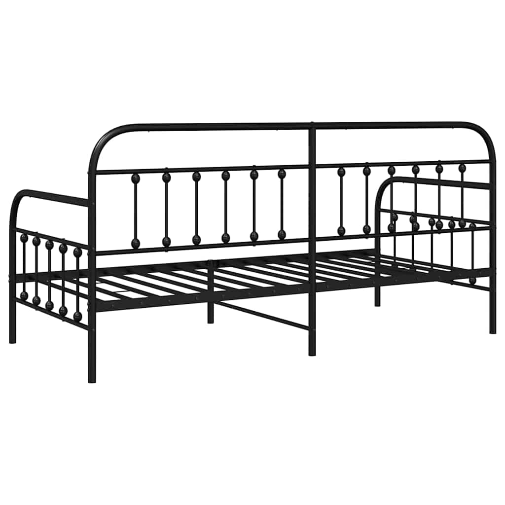 vidaXL Rama łóżka dziennego Czarny 90 x 190 cm Stal malowana proszkowo