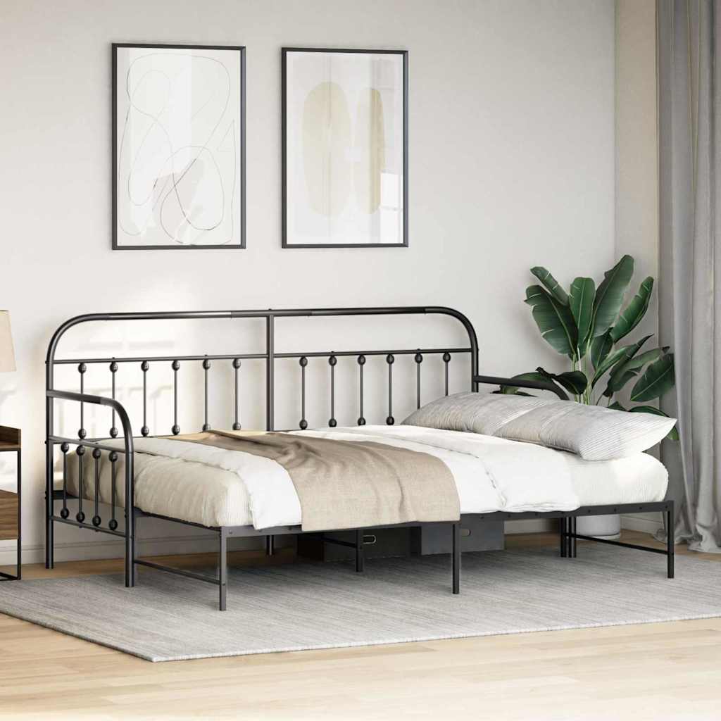vidaXL Rama łóżka dziennego Czarny 80 x 200 cm Stal malowana proszkowo