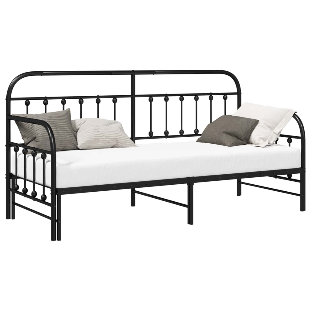 vidaXL Rama łóżka dziennego Czarny 80 x 200 cm Stal malowana proszkowo