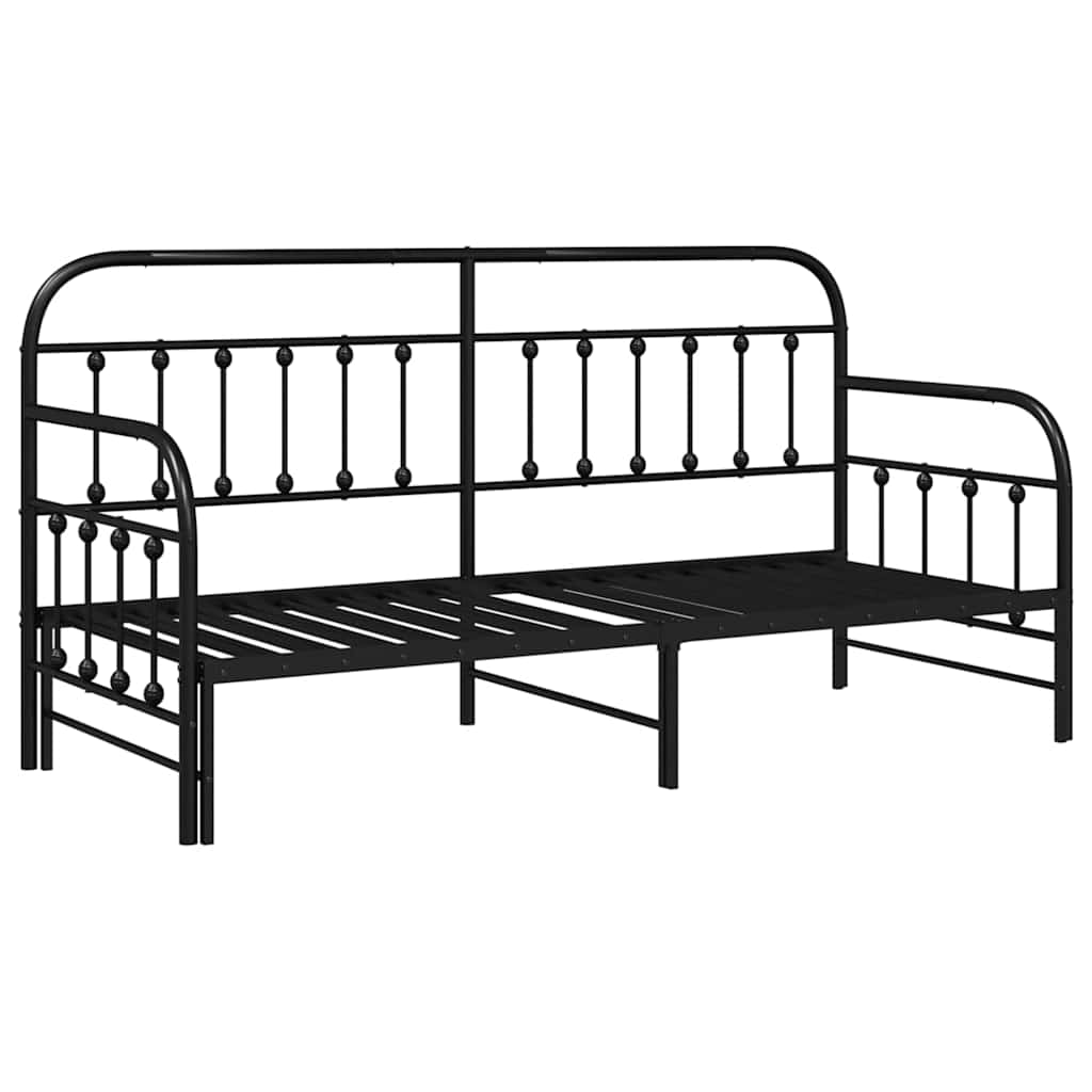vidaXL Rama łóżka dziennego Czarny 80 x 200 cm Stal malowana proszkowo