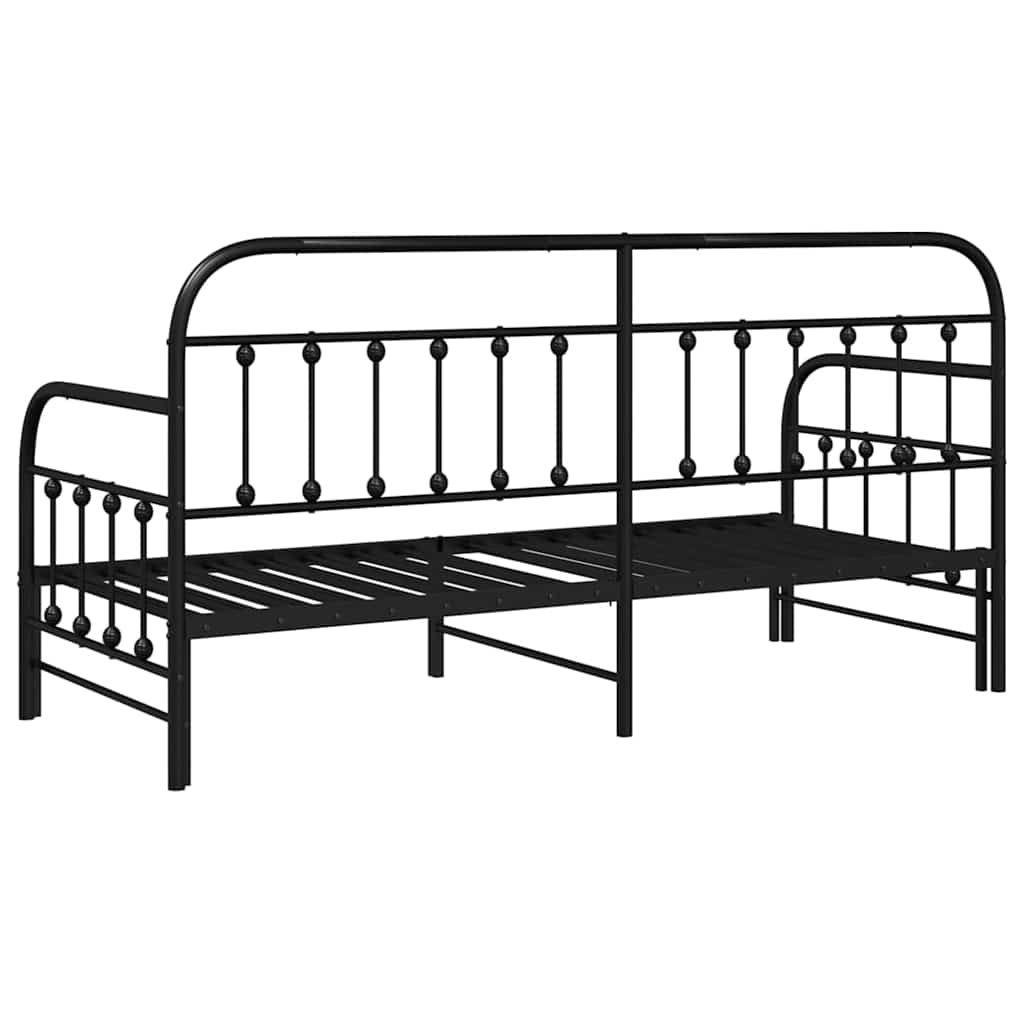vidaXL Rama łóżka dziennego Czarny 80 x 200 cm Stal malowana proszkowo