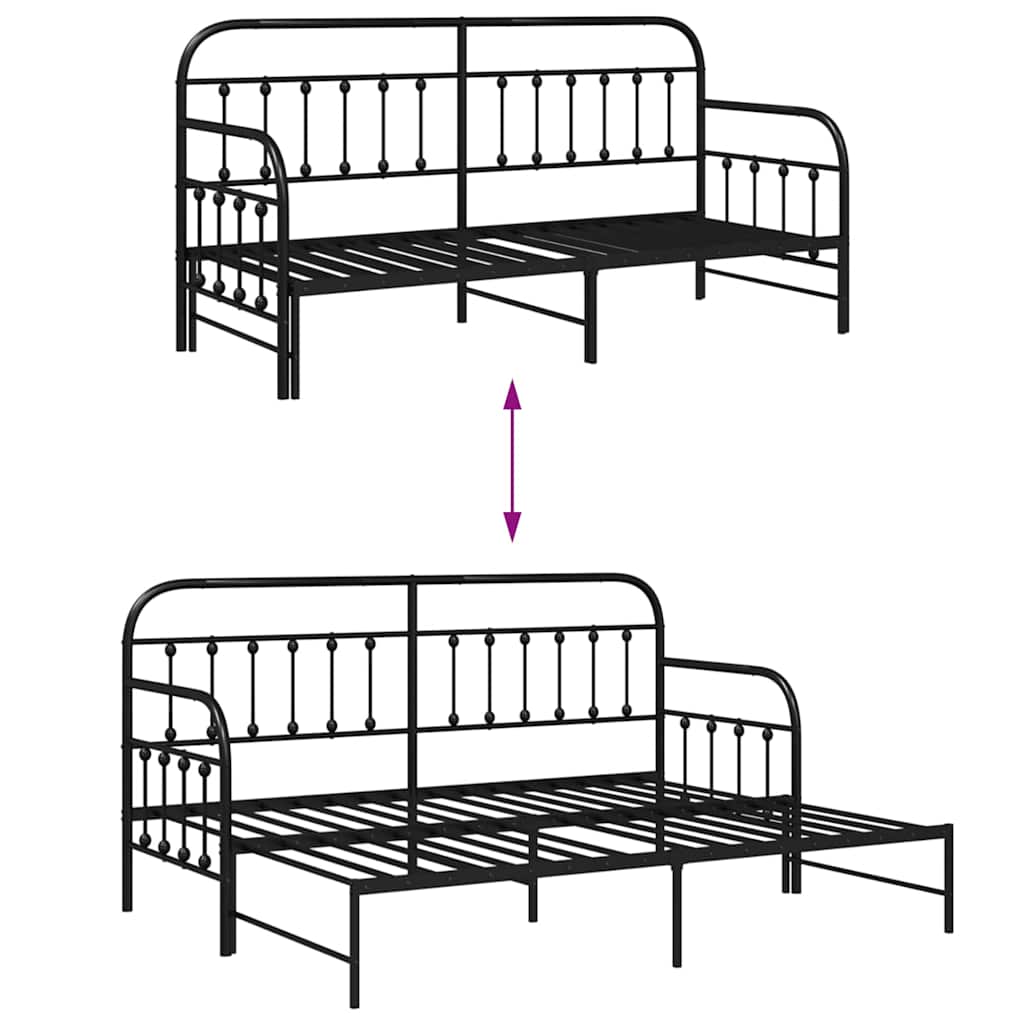 vidaXL Rama łóżka dziennego Czarny 80 x 200 cm Stal malowana proszkowo