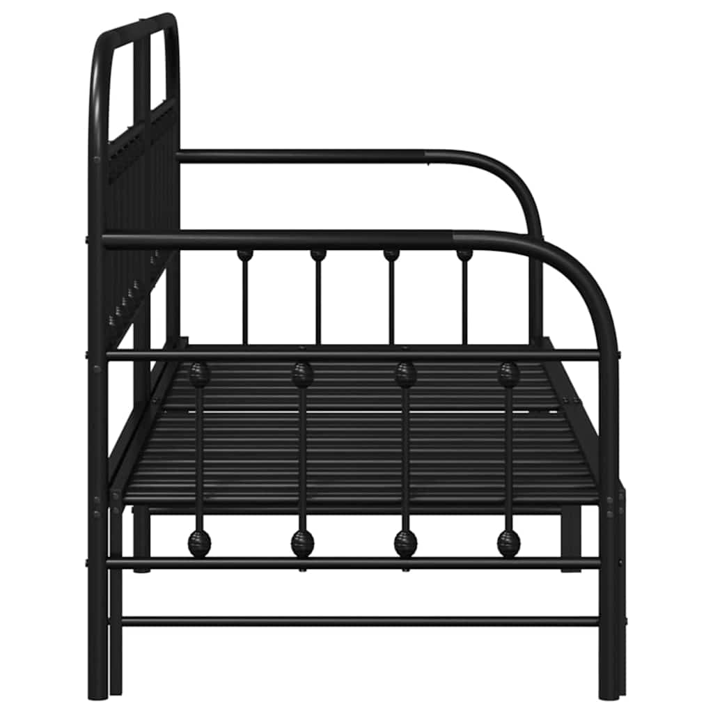 vidaXL Rama łóżka dziennego Czarny 80 x 200 cm Stal malowana proszkowo