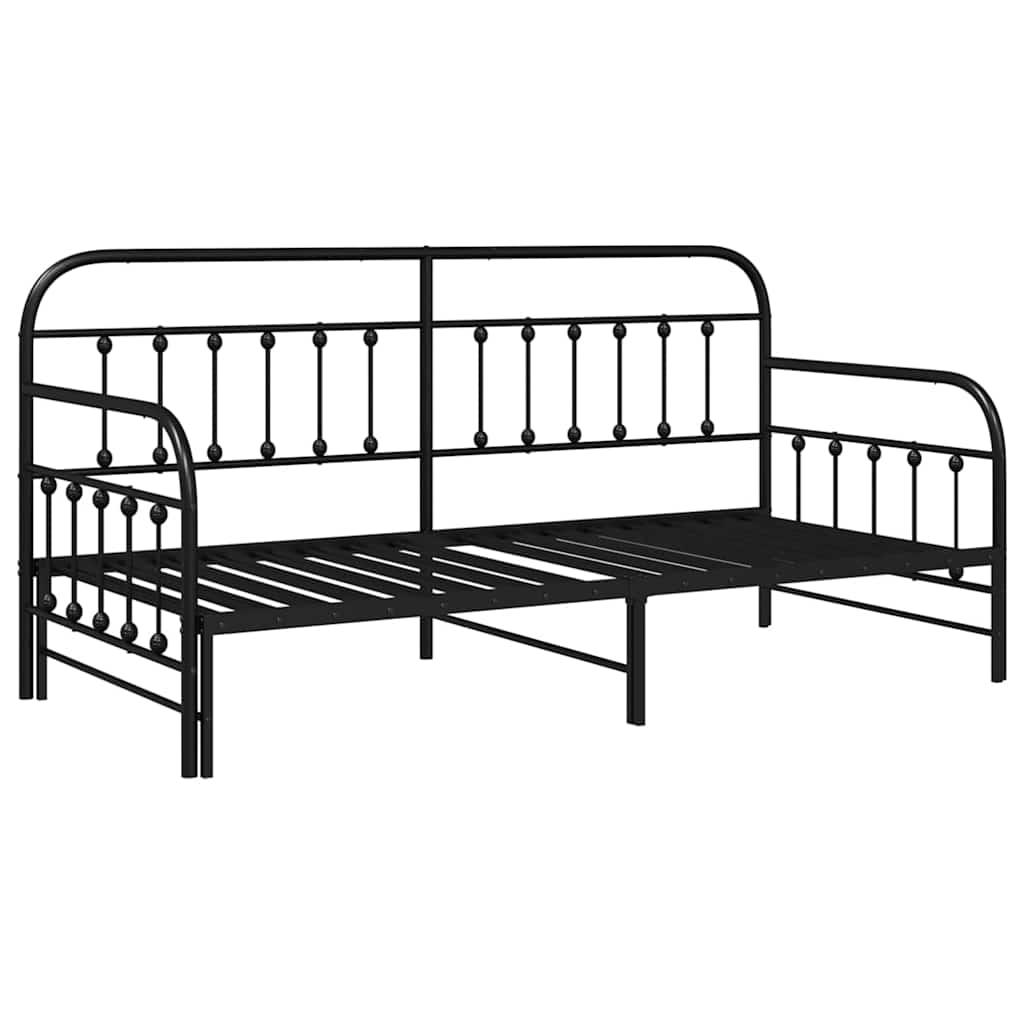 vidaXL Rama łóżka dziennego Czarny 90 x 190 cm Stal malowana proszkowo