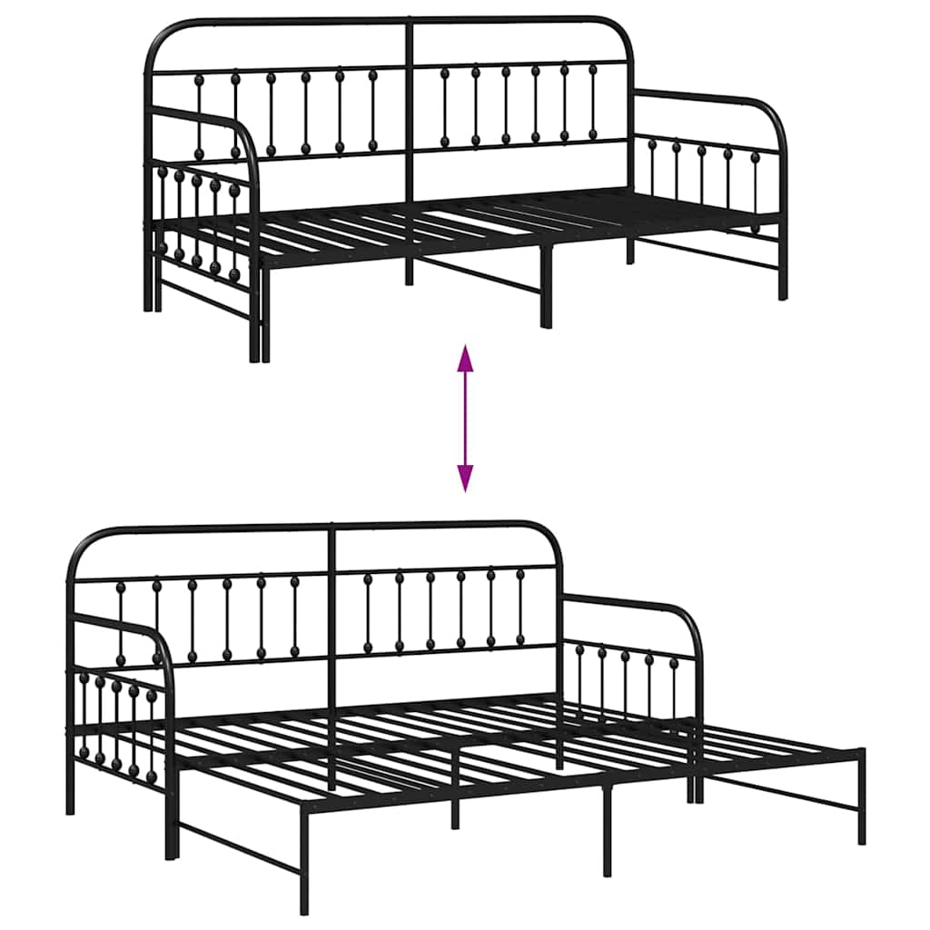 vidaXL Rama łóżka dziennego Czarny 90 x 190 cm Stal malowana proszkowo