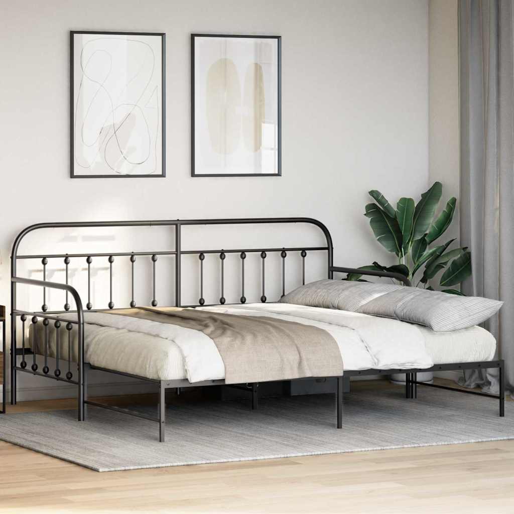 vidaXL Rama łóżka dziennego Czarny 90 x 200 cm Stal malowana proszkowo