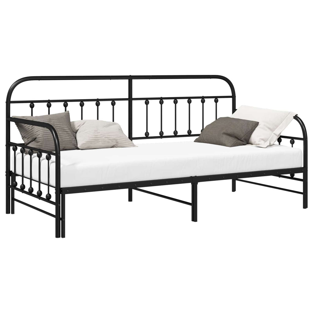 vidaXL Rama łóżka dziennego Czarny 90 x 200 cm Stal malowana proszkowo