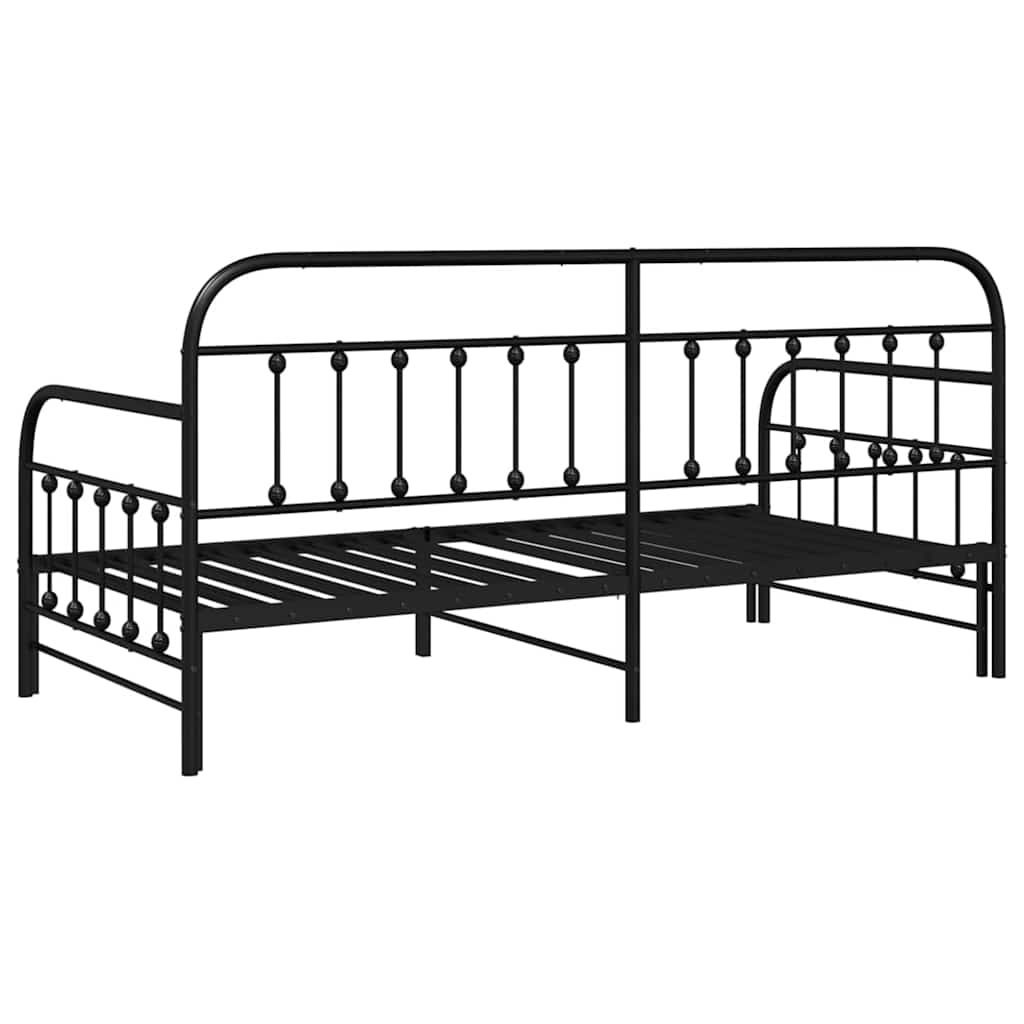 vidaXL Rama łóżka dziennego Czarny 90 x 200 cm Stal malowana proszkowo