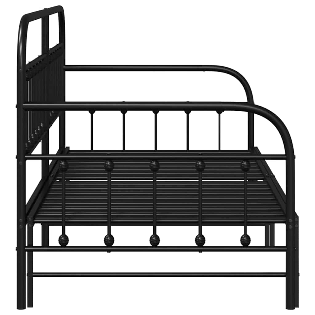 vidaXL Rama łóżka dziennego Czarny 90 x 200 cm Stal malowana proszkowo