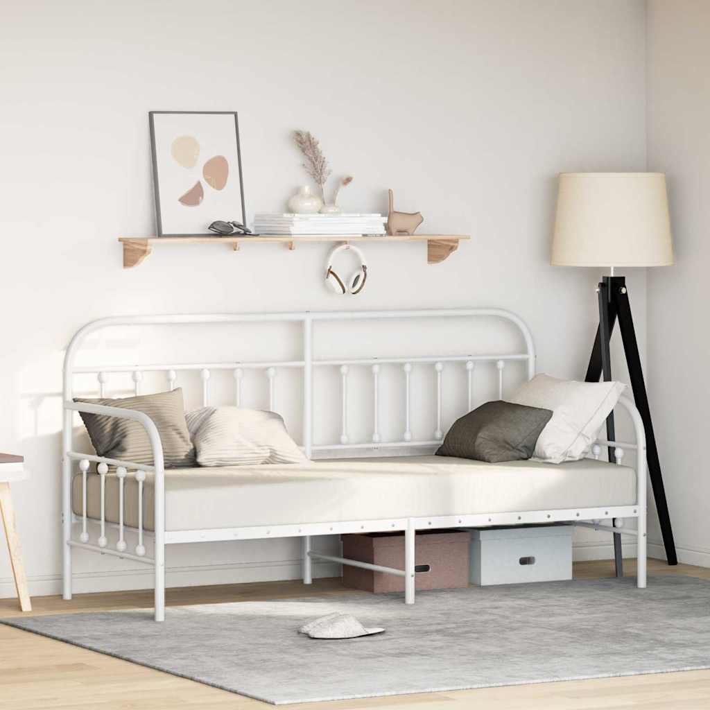 vidaXL Rama łóżka dziennego Biały 80 x 200 cm Stal malowana proszkowo