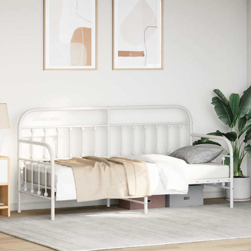 vidaXL Rama łóżka dziennego Biały 80 x 200 cm Stal malowana proszkowo