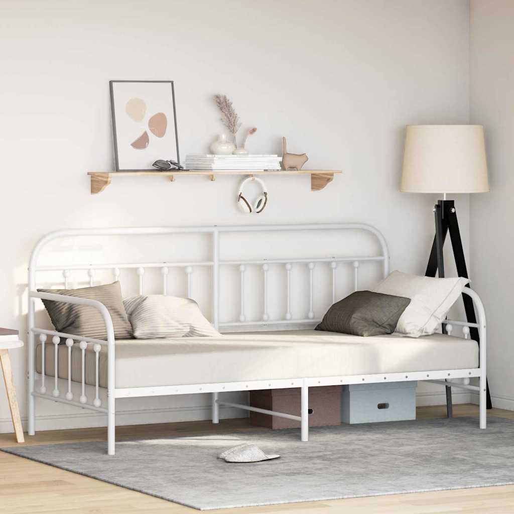 vidaXL Rama łóżka dziennego Biały 100 x 200 cm Stal malowana proszkowo