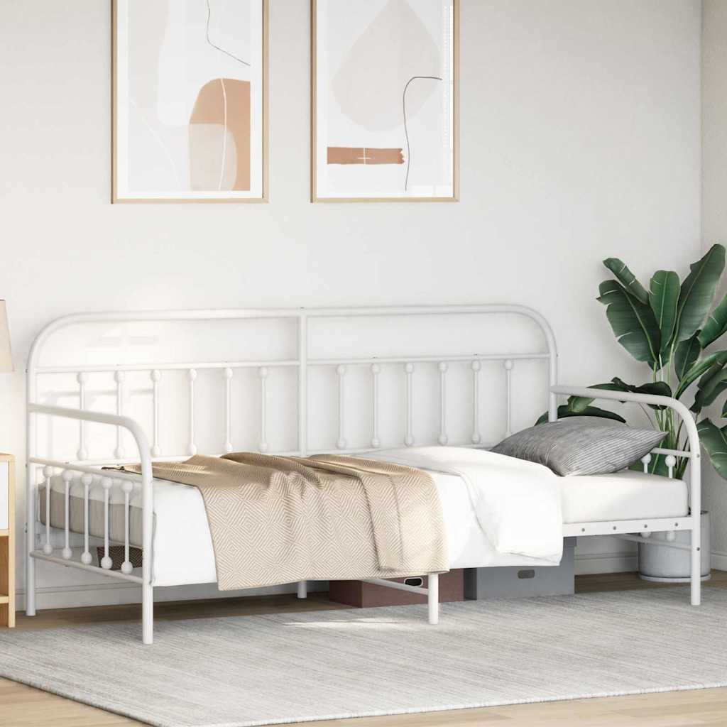 vidaXL Rama łóżka dziennego Biały 100 x 200 cm Stal malowana proszkowo