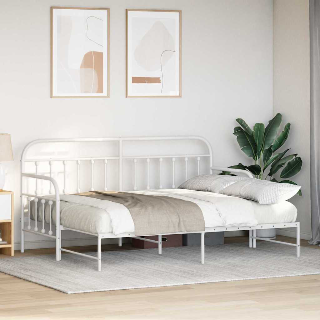 vidaXL Rama łóżka dziennego Biały 75 x 190 cm Stal malowana proszkowo