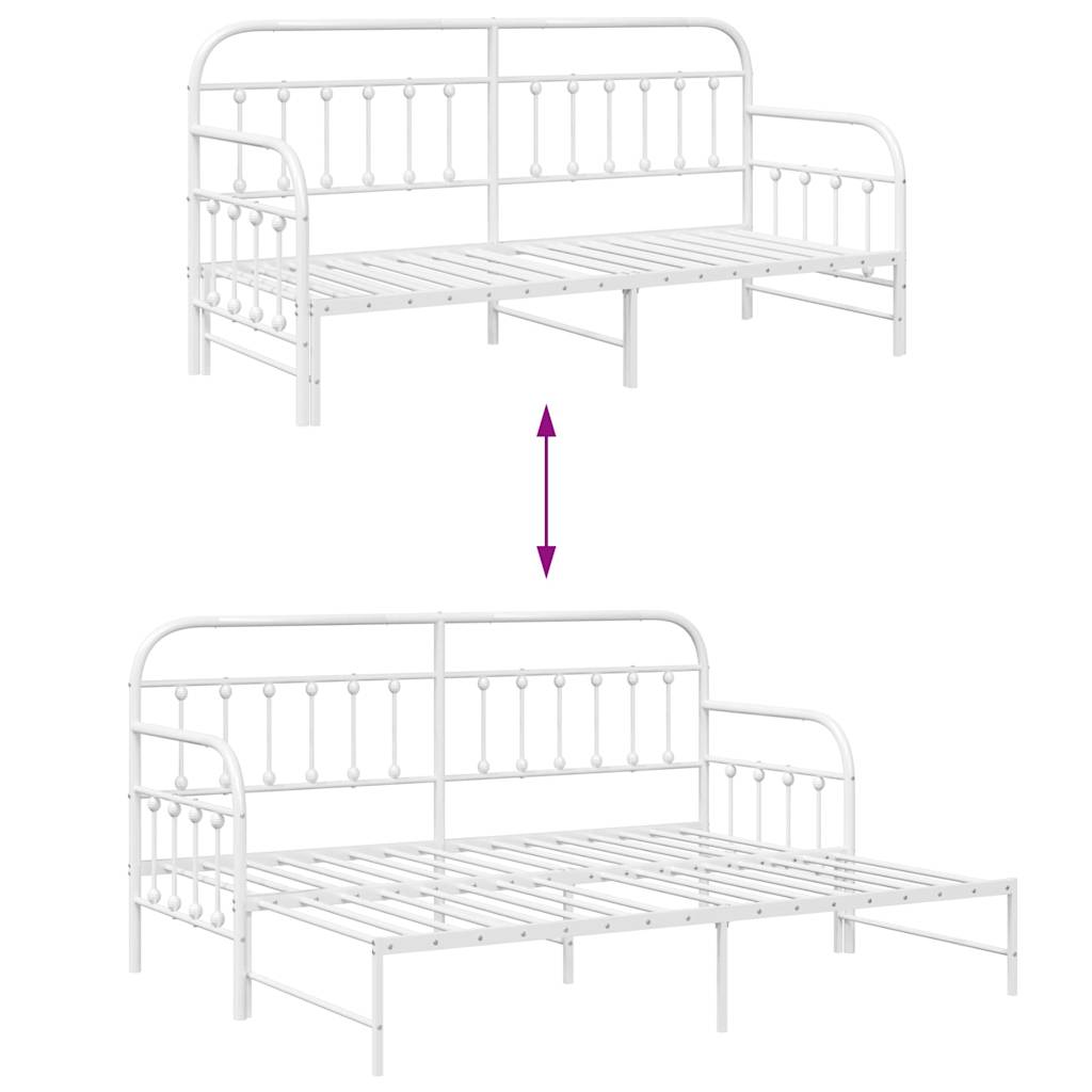 vidaXL Rama łóżka dziennego Biały 75 x 190 cm Stal malowana proszkowo