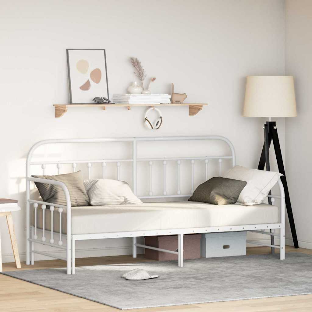 vidaXL Rama łóżka dziennego Biały 80 x 200 cm Stal malowana proszkowo