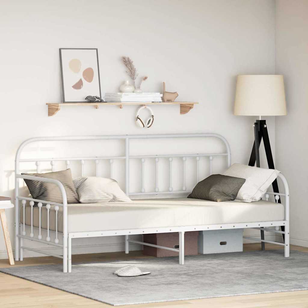 vidaXL Rama łóżka dziennego Biały 90 x 200 cm Stal malowana proszkowo