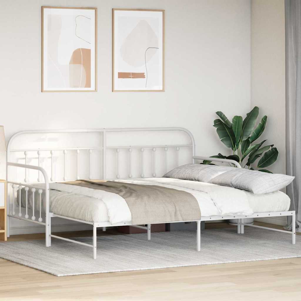 vidaXL Rama łóżka dziennego Biały 90 x 200 cm Stal malowana proszkowo