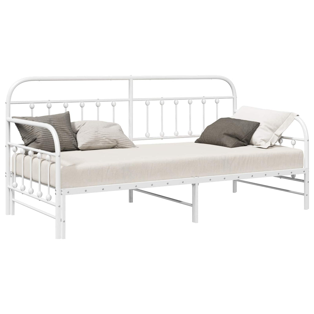 vidaXL Rama łóżka dziennego Biały 90 x 200 cm Stal malowana proszkowo