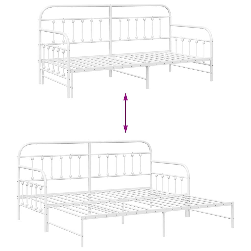 vidaXL Rama łóżka dziennego Biały 90 x 200 cm Stal malowana proszkowo