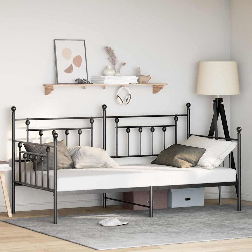 vidaXL Rama łóżka dziennego Czarny 107 x 203 cm Stal