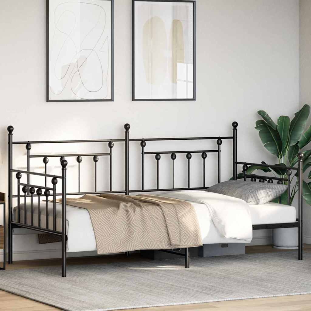 vidaXL Rama łóżka dziennego Czarny 107 x 203 cm Stal